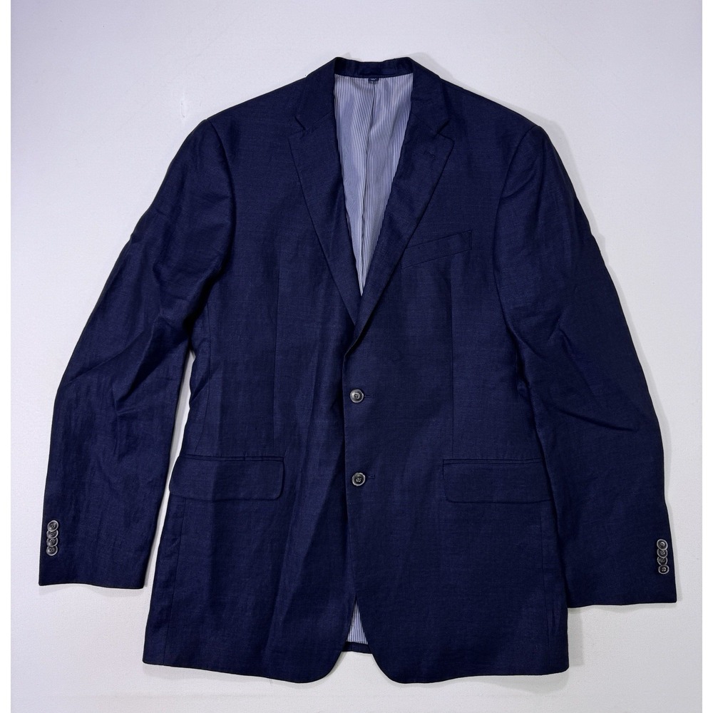 Jos A Bank 40L Tailored Fit Blue 100% Linen Blazer Sport Coat Jacket 1905